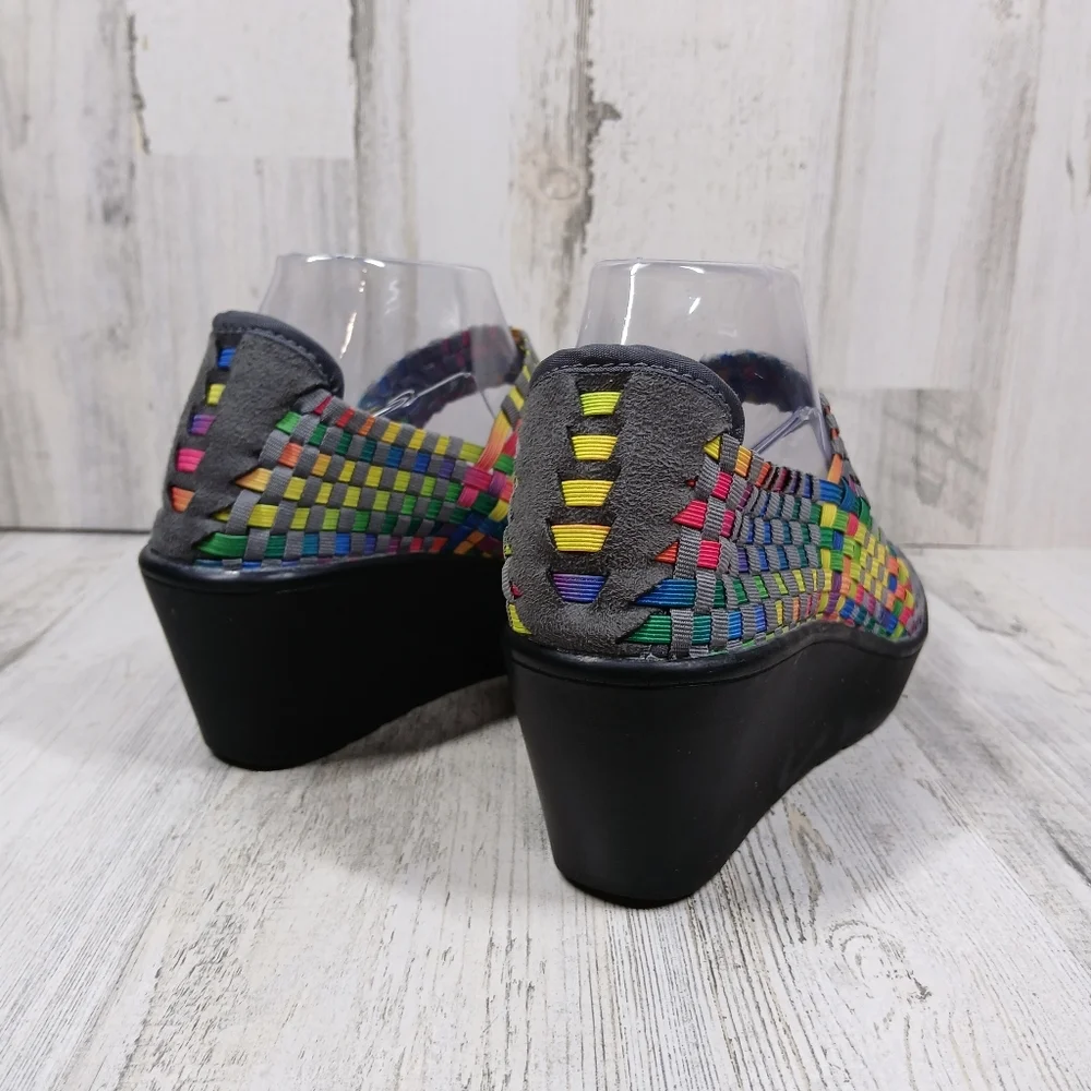 Steven by Steve Madden Brynn Peep Toe‎ Casual Bright Multi Wedges #860